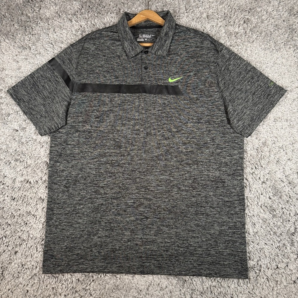 Nike Tour Performance Golf Polo Shirt‎ Mens XL Dri-Fit Gray Green CASCATA
